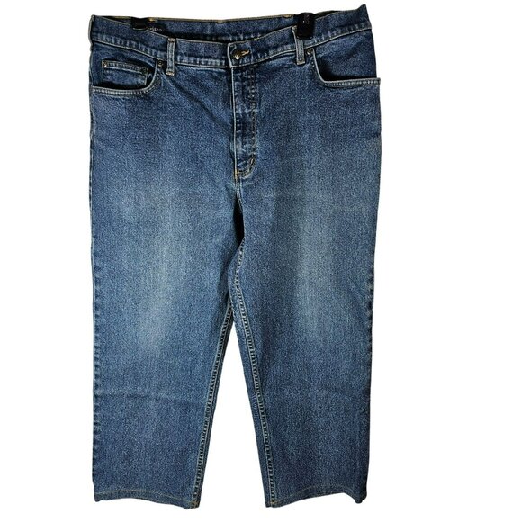 Lot of 2 Lands End Straight Leg Jeans Mens Size 34x24 Medium Blue Cotton Denim - Picture 11 of 14